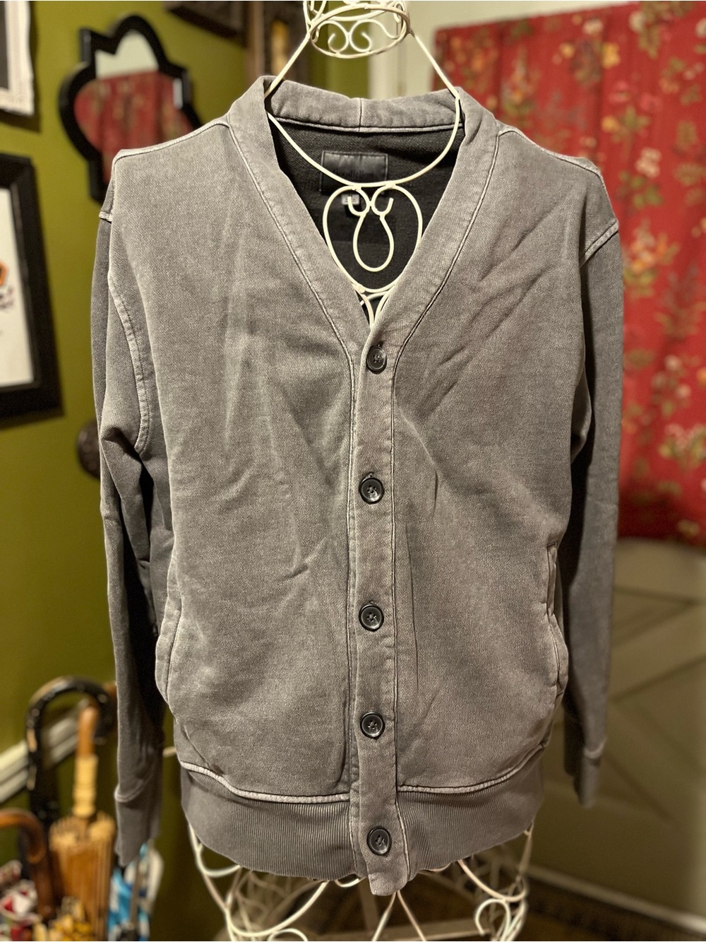 Goodfellow & Co Men's Gray Button Front Sweatshirt Sweater Cardigan M
